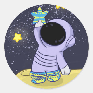 靴下の丸い違うステッカーの宇宙飛行士 ラウンドシール