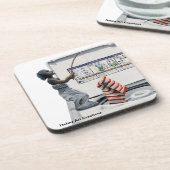 靴下の刑事魚釣り泥棒アートプラスチックコースター コースター (左側)