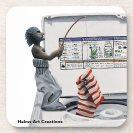 靴下の刑事魚釣り泥棒アートプラスチックコースター コースター