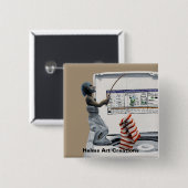 靴下の刑事魚釣り泥棒ファンタジーアートボタン 缶バッジ (正面&裏面)