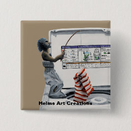 靴下の刑事魚釣り泥棒ファンタジーアートボタン 缶バッジ