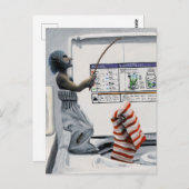 靴下の刑事魚釣り犯罪ファンタジーアートはがき ポストカード (正面/裏面)