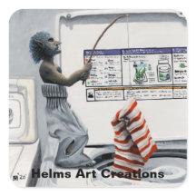 靴下の刑事魚釣り犯罪ファンタジーアートシール