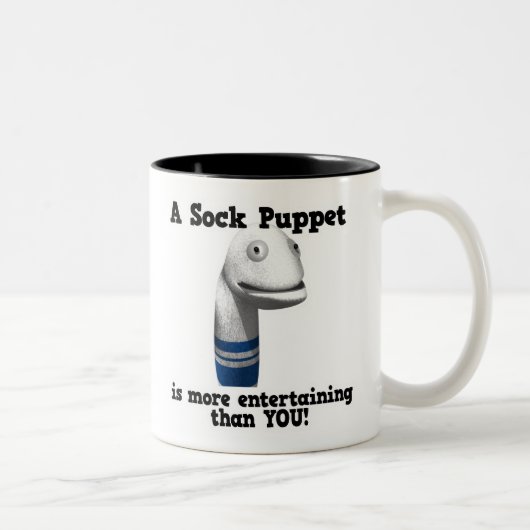 靴下の操り人形をもっと面白く ツートーンマグカップ (右)