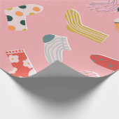 靴下の継ぎ目のない模様。こぢんまりした手描きの漫画家 ラッピングペーパー (角)