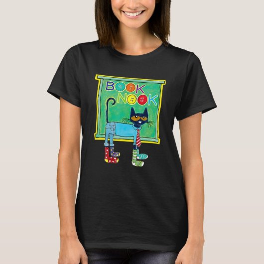 靴下を履いたかわいい猫の読み手 Tシャツ (正面)