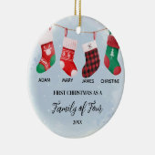 靴下オーナメントクリスマスを家族の4人として セラミックオーナメント (右)