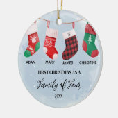靴下オーナメントクリスマスを家族の4人として セラミックオーナメント (左)