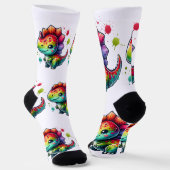 靴下デザイン – 可愛い恐竜 ソックス (傾斜あり)