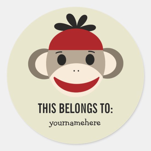 靴下モンキーこれはステッカーに属する ラウンドシール (正面)