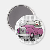 靴下モンキーの運転車 マグネット (正面/裏面)