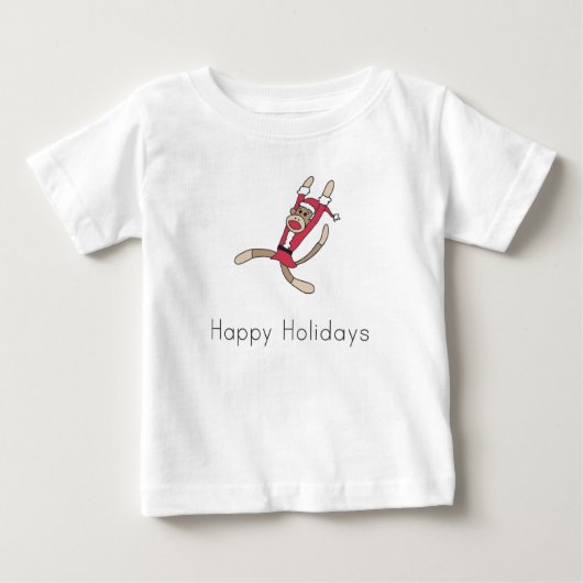 靴下モンキークリスマスパジャマ ベビーTシャツ (正面)