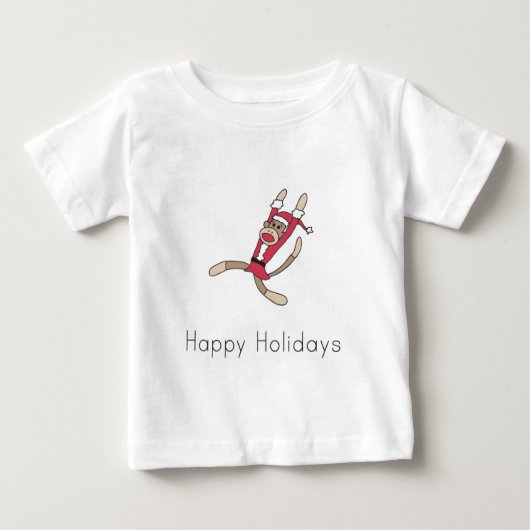 靴下モンキークリスマスパジャマ ベビーTシャツ (正面)