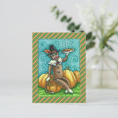 靴下モンキー感謝及びパンプキンパイ シーズンポストカード (スタンド正面)