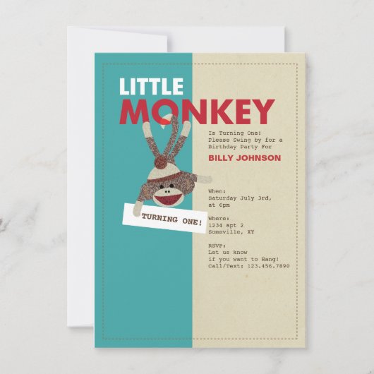 靴下モンキー招待状回転1! 招待状 (正面)