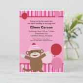 靴下モンキー招待状-ピンク 招待状 (スタンド正面)