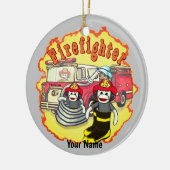 靴下モンキー消防車の消防士 セラミックオーナメント (左)