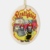 靴下モンキー消防車の消防士 セラミックオーナメント (右)