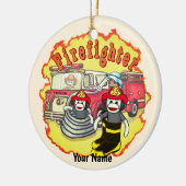 靴下モンキー消防車の消防士 セラミックオーナメント (左)