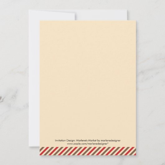 靴下モンキー誕生日写真招待状 招待状 (裏面)