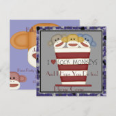 靴下モンキー誕生日招待状 招待状 (正面/裏面)