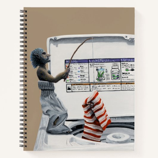 靴下刑事魚釣り泥棒ファンタジーアートノート ノートブック (正面)