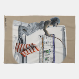 靴下刑事魚釣り泥棒ファンタジーキッチンタオル キッチンタオル