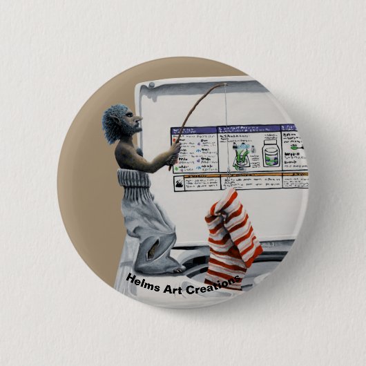 靴下刑事魚釣り泥棒ファンタジーボタン 缶バッジ (正面)