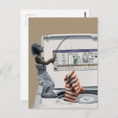 靴下刑事魚釣り泥棒ファンタジー絵葉書 ポストカード (正面/裏面)