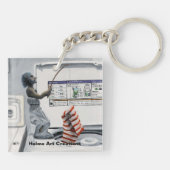 靴下刑事魚釣り犯罪ファンタジーアートキーチェーン キーホルダー (裏面)