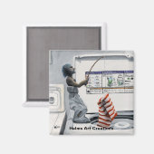 靴下刑事魚釣り犯罪ファンタジーボタン磁石 マグネット (正面/裏面)