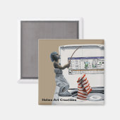 靴下刑事魚釣り盗賊ファンタジーボタンマグネット マグネット (正面/裏面)