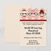 靴下猿幼稚園または幼稚園の卒業式 招待状 (正面/裏面)