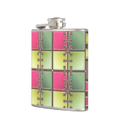 靴中毒性のレースのピンクとグリーンファッションアート フラスク (左)