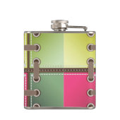 靴中毒性のレースのピンクとグリーンファッションアート フラスク (裏面)