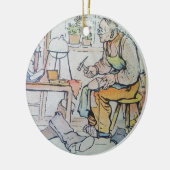 靴屋の靴修理ビジネスアンティークの水彩画 セラミックオーナメント (左)