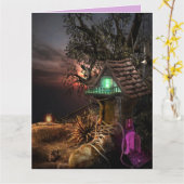 靴屋ファンタジー誕生日カード カード (黄色い花)