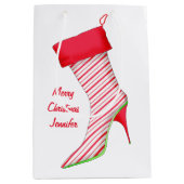靴愛人名クリスマスパーソナライズされたストッキング ミディアムペーパーバッグ (正面)