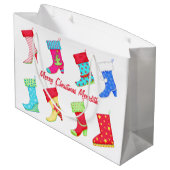 靴愛人名クリスマスパーソナライズされたストッキング ラージペーパーバッグ (裏面アングル)