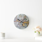 靴磨き靴修理事業アンティーク水彩画 ラウンド壁時計 (ホーム)