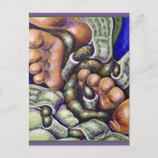 靴紐と足指はがき ポストカード (正面)