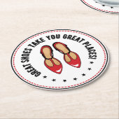 靴素晴らしが可愛い素晴らし靴を置く ラウンドペーパーコースター (アングル)