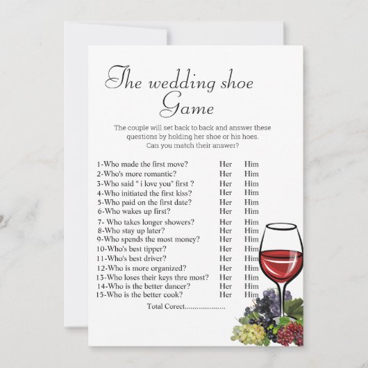 靴結婚ゲームブライダルシャワーゲーム サンキューカード (正面)