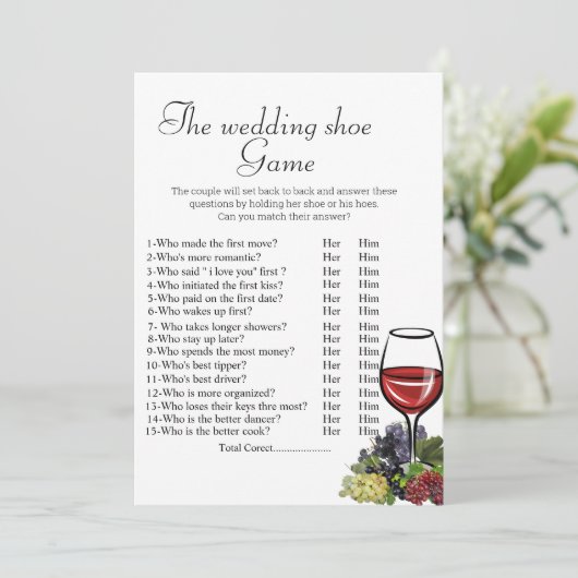 靴結婚ゲームブライダルシャワーゲーム サンキューカード (スタンド正面)