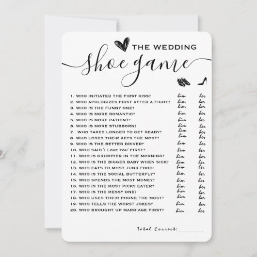 靴結婚ゲーム彼は彼女がゲームを言っエレガントた 招待状 (正面)