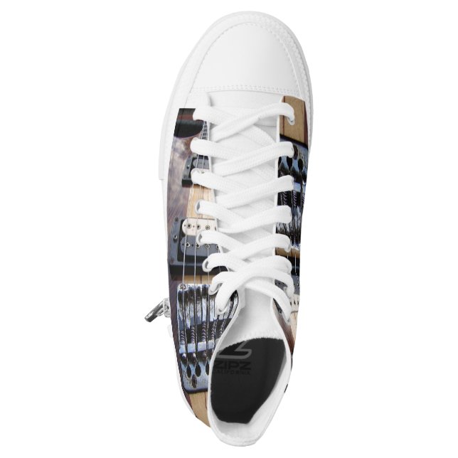 靴-ユニセックスな-ベースギター ハイトップスニーカー (左靴表面)
