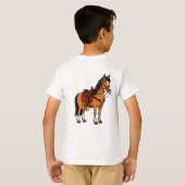 鞍と手綱をつけたキャラクターホース Tシャツ (裏面フル)
