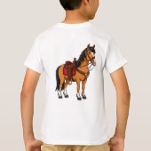 鞍と手綱をつけたキャラクターホース Tシャツ (裏面)