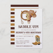 鞍を上げろ!もう時間だ祝!カウボーイ誕生日 招待状 (正面/裏面)