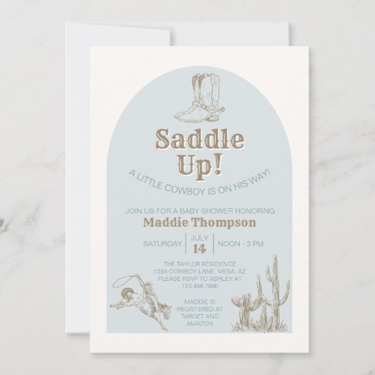 鞍を上げろ!カウボーイベビーシャワー招待状 招待状 (正面)
